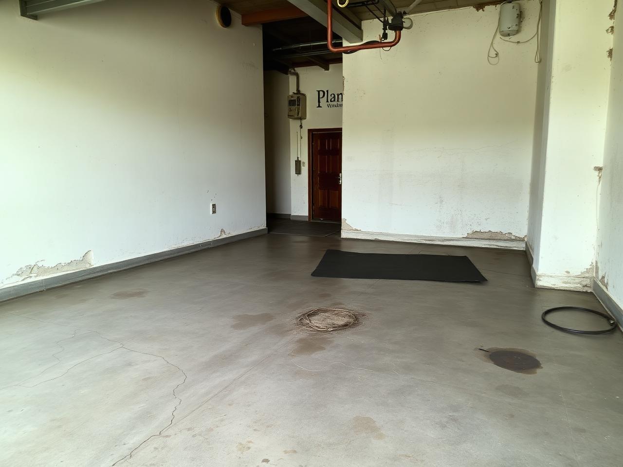 Residential garage before epoxy flooring application