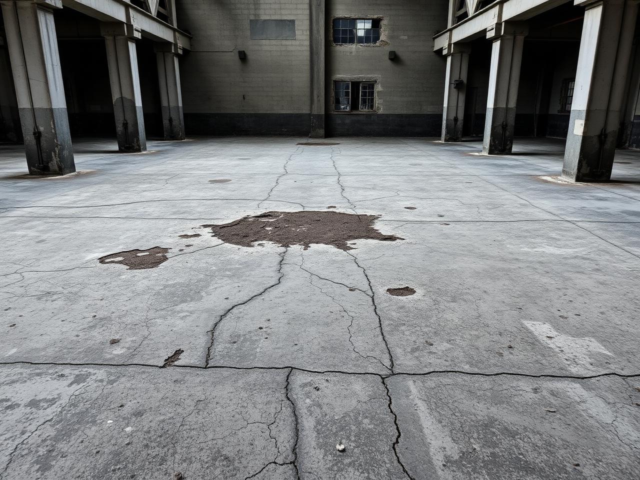 Commercial warehouse before epoxy flooring application
