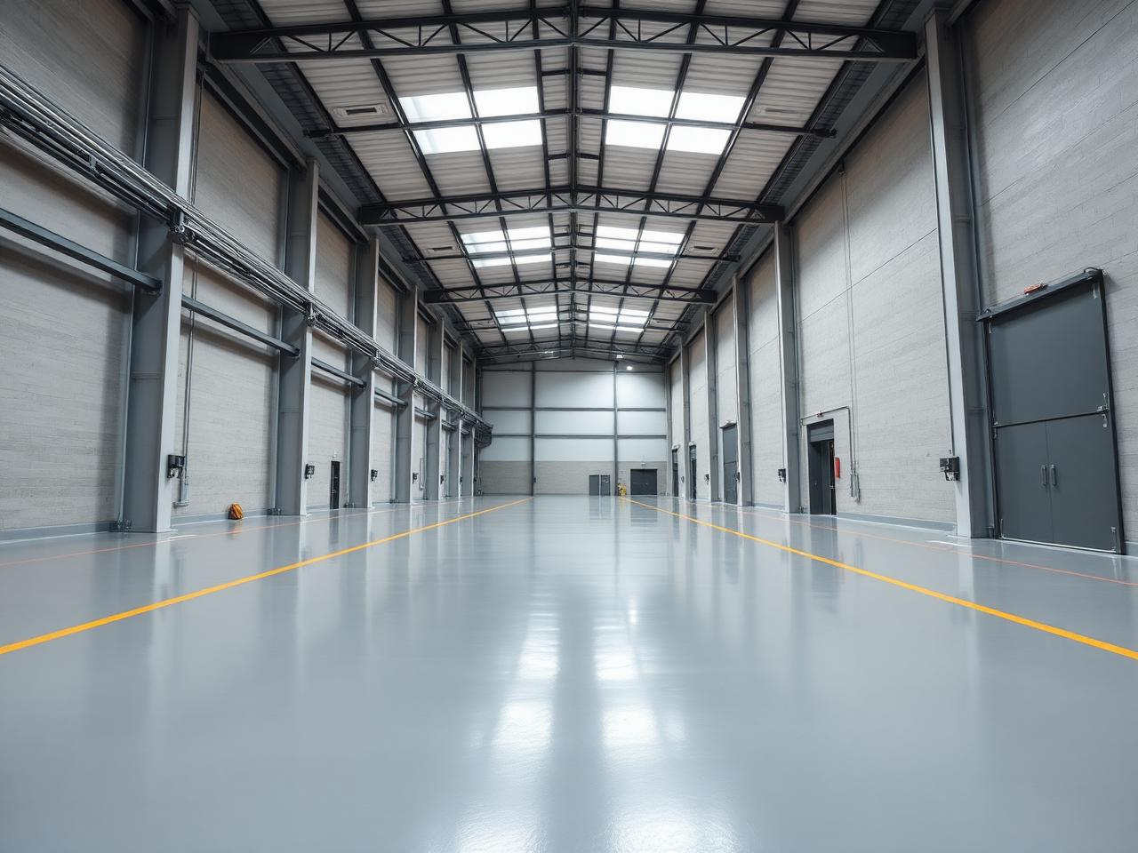 Commercial warehouse after epoxy flooring application